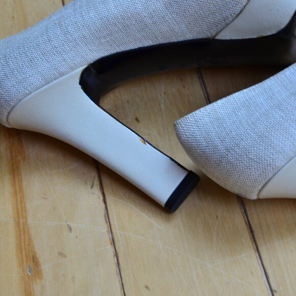 Vintage YVES SAINT LAURENT YSL Canvas High Heels Women Size 8.5M - Picture 3 of 14